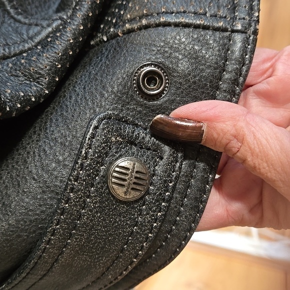 Harley-Davidson Leather Jacket Size 1W Unique Distressed Black Yellow Ivory - Picture 4 of 15